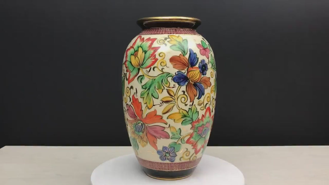 Large Flower Vase | H.BEQUET QUAREGNON | Vintage Vase