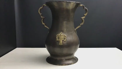 Vintage Copper Umbrella Stand with Brass Handles-Belgian Mid-Century Vintage Home Decor