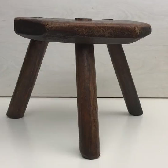 Antique Wooden Stool from Belgium | Milking Stool - Farmhouse Decor