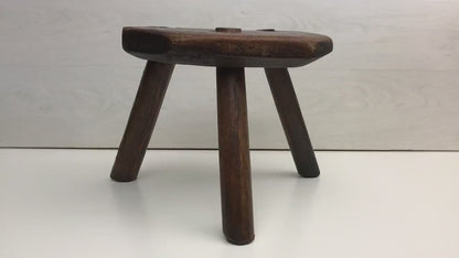 Antique Wooden Stool from Belgium | Milking Stool - Farmhouse Decor