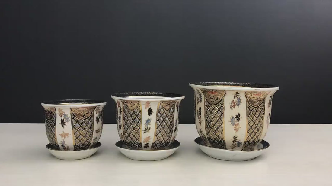 Hand Painted-Vintage Chinese Plant Holders | Decorative Planters-Vintage Home Decor