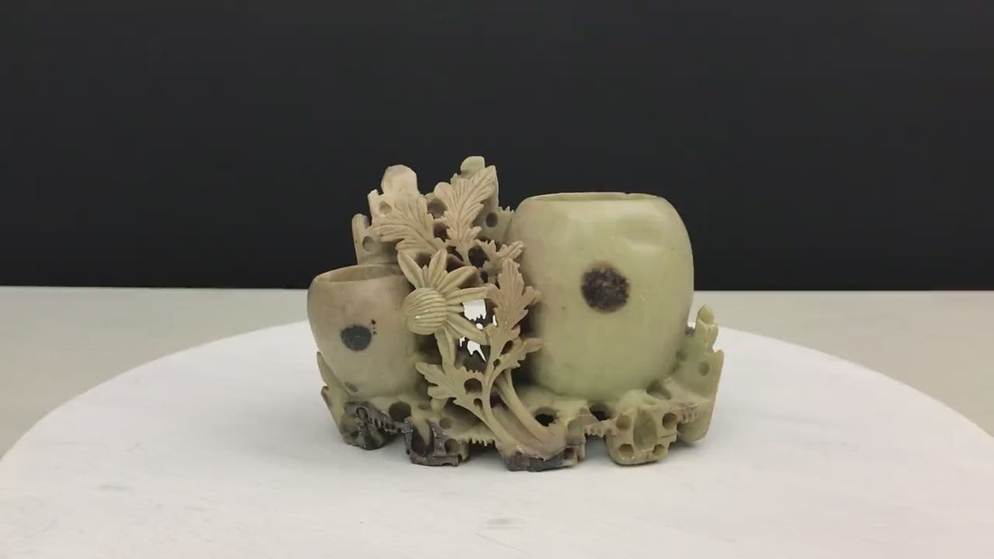 Antique Chinese-Carved Soapstone | Unique Gift Ideas-Wedding Gifts  | Vintage Home Decor