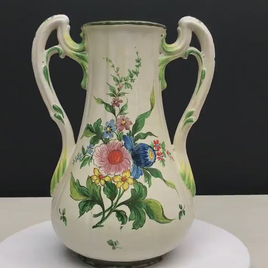 Decorative Earthenware Vase | Vintage Italian Flower Vase | Centerpiece Vase for Vintage Home Decor