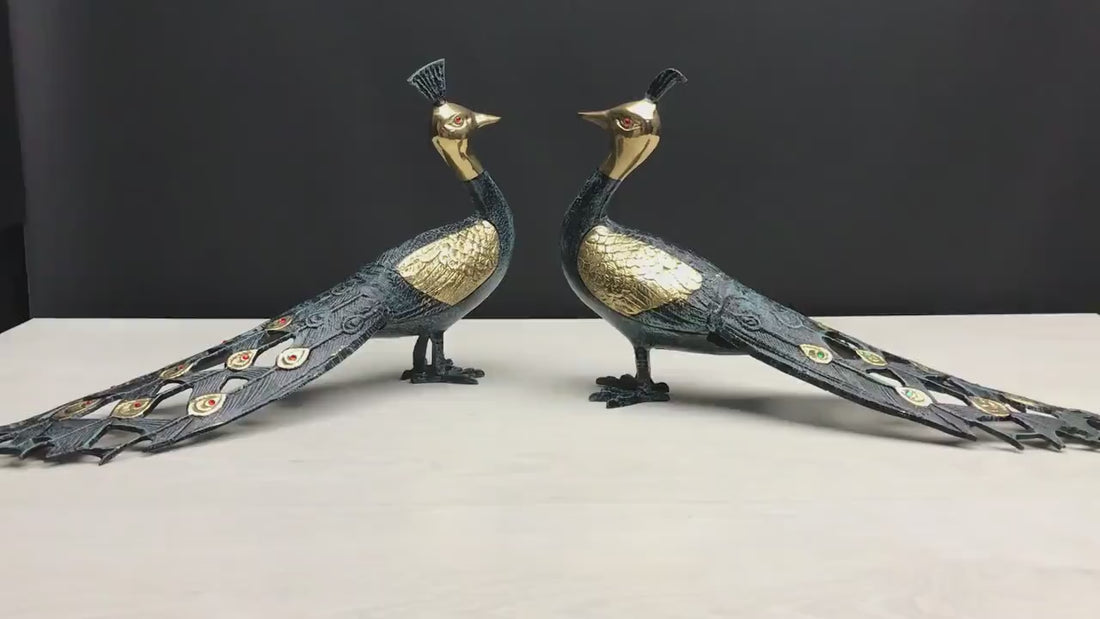 Stunning Brass Peacock Bird Figurines | Collectible -Peacock Decor