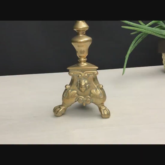 Pillar Candle Holder , Home Decor | Brass Candle Holder , French Decor, Church Decorations | Fireplace Decor