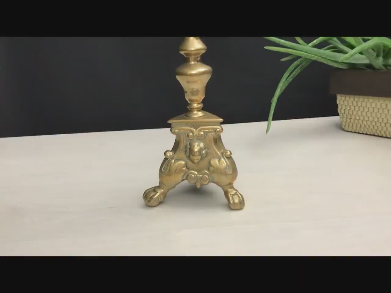 Pillar Candle Holder , Home Decor | Brass Candle Holder , French Decor, Church Decorations | Fireplace Decor