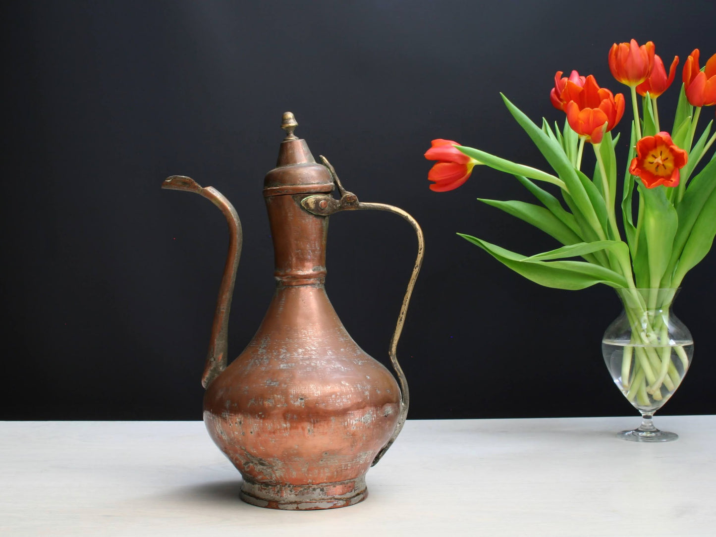 19th Century antique primitive copper pitcher 