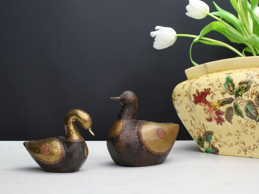 Wood Sculpture Decorative Birds | Set of 2 Collectible Bird Figurines