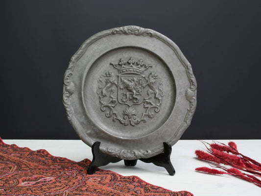 Belgium Pewter Plate | Coat of Arms Collectible Decorative Plate