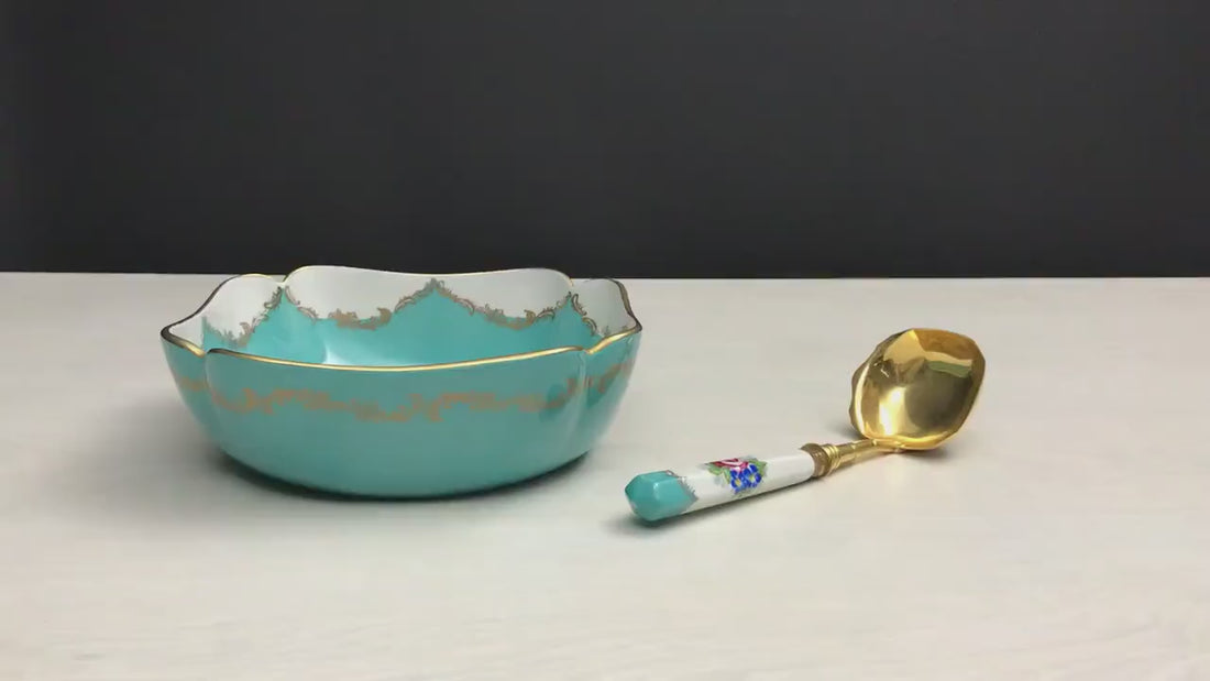 Porcelain Serving Bowl & Ladle | French Decor Kitchenware | Table Decor Serving Dish | Wedding Gift and Unique Gift Deals
