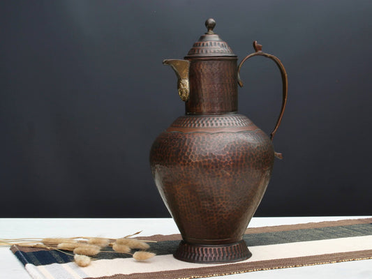 Hammered Copper Pitcher Ewer | Mid Century Vintage Decor