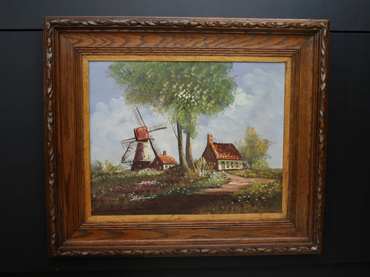 European landscape painting on canvas signed Benoit