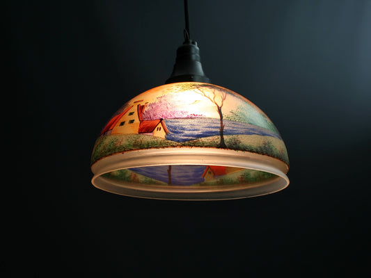 Hand Painted Hanging Light | Vintage Lighting