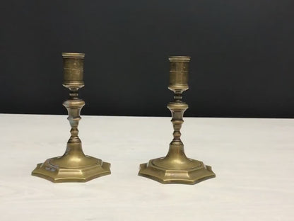 Pair of Brass Candle Holders | Mantel Decor Candle Stick Holder | Table Decor Candle Holder Set