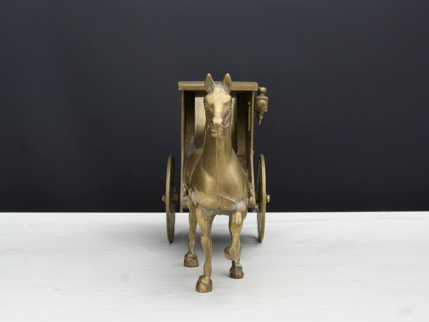 Horse and Carriage Brass Figurine