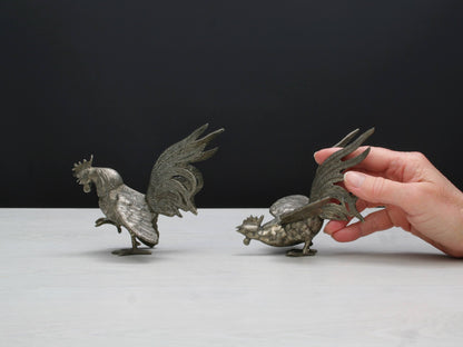Brass Fighting Roosters