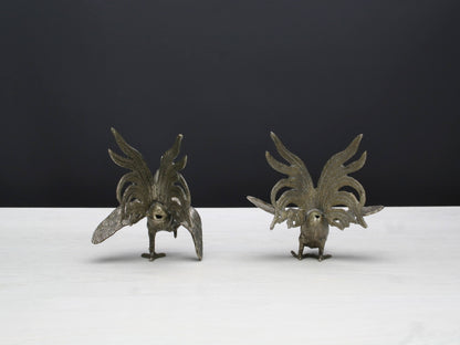 Brass Fighting Roosters