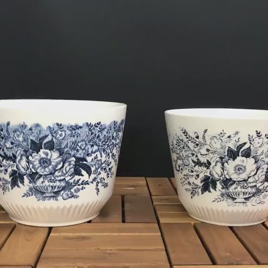 Blue White Porcelain, Indoor Plant Pots | Ceramic Plant Pot, Vintage Decor | Porcelain Planter, Flower Pot