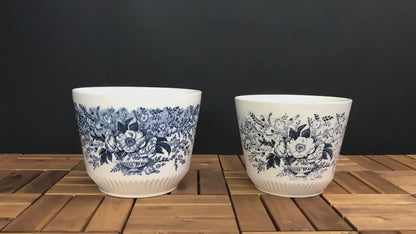 Blue White Porcelain, Indoor Plant Pots | Ceramic Plant Pot, Vintage Decor | Porcelain Planter, Flower Pot