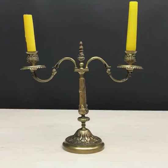 Brass Candle Holder - Table Decor Vintage Art |  Taper Candle Holder for Candle Centerpiece & Mantel Decor