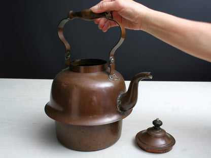 Antique Teapot-Country Decor | Antique Copper Pot -Farmhouse Decor