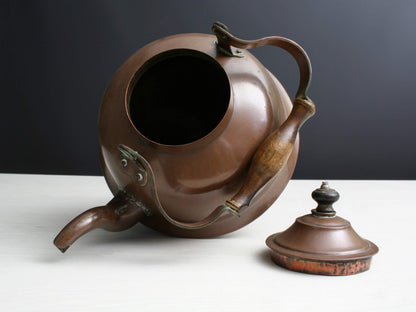 Antique Teapot-Country Decor | Antique Copper Pot -Farmhouse Decor