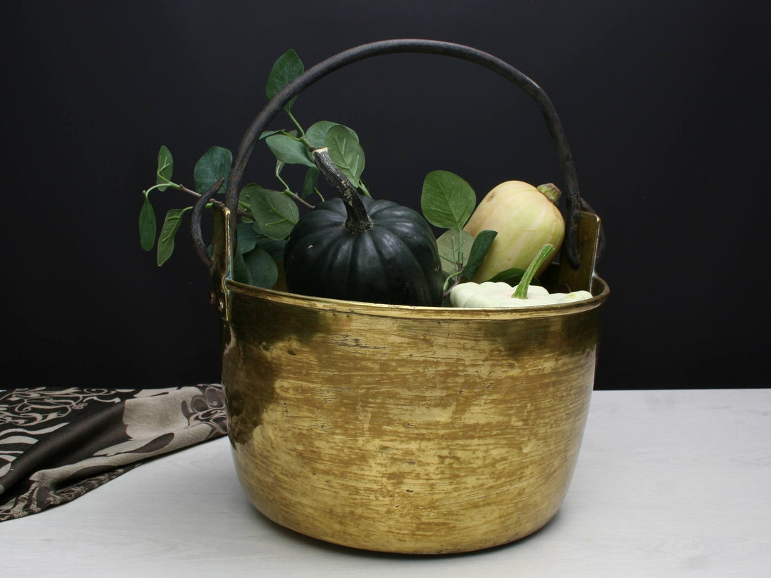 Brass Kettle-Antique Primitive-Rustic Decor-Brass Planter-French Country Style-Hanging Planter-Farmhouse Decor-Design Inspiration-Deals