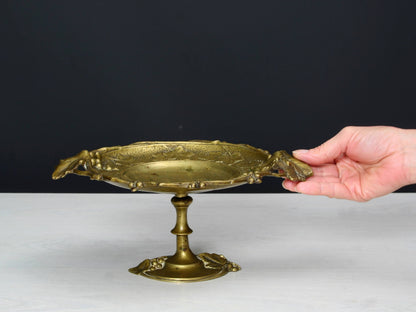 Antique Bronze Pedestal Dish | Catch All Tray, or Trinket Dish | French Country Style Kitchen Decor