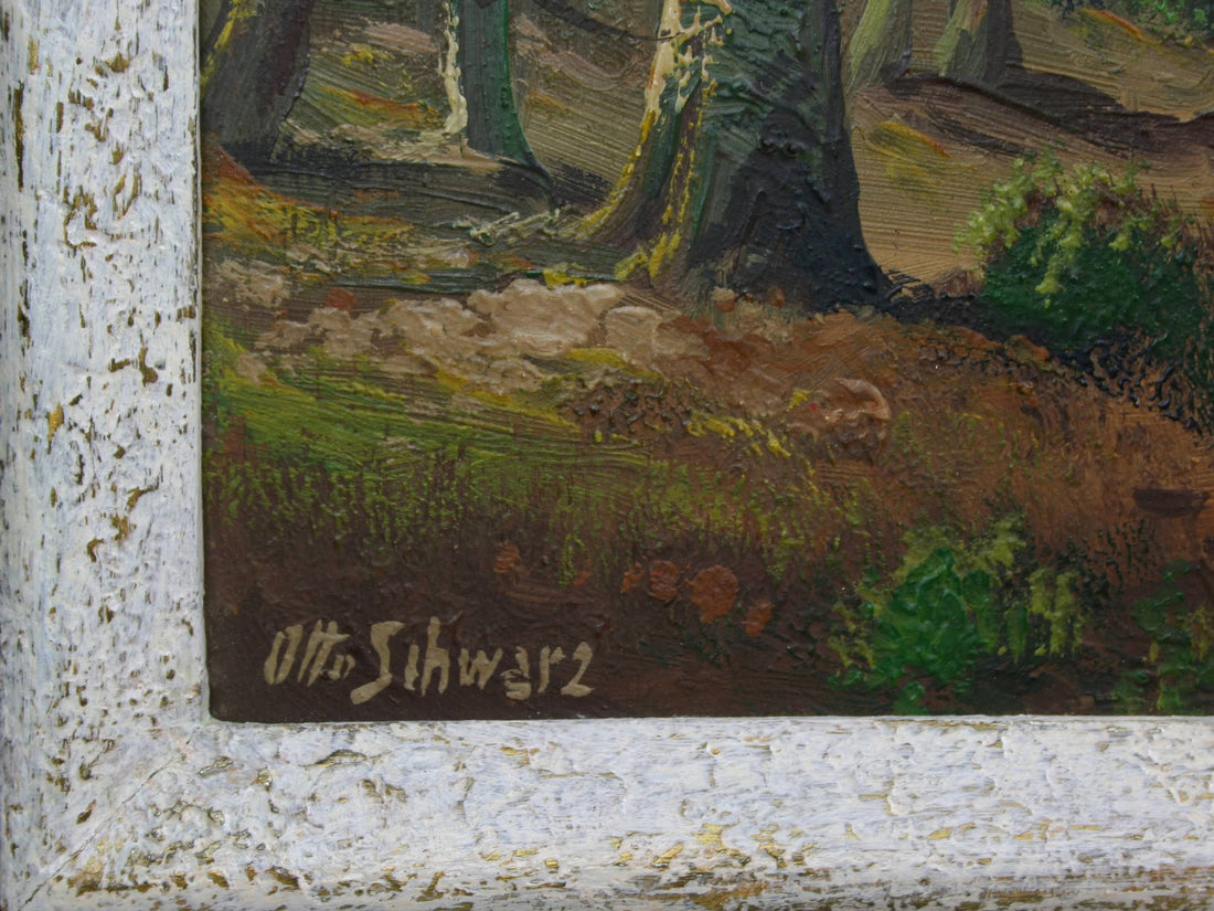 German Art Forest Painting by Otto Schwarz | Original Artwork Paintings On Wood | Oil Paintings, Nature Paintings & Vintage Painting Deals