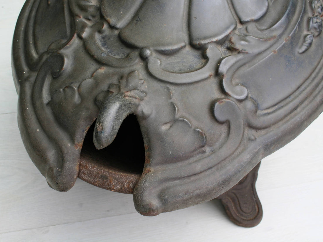 Cast Iron Coal Scuttle | Antique Coal Bucket | Fireplace Decor | Antique Iron Ash Bucket | Antique Decor Fireplace Tools