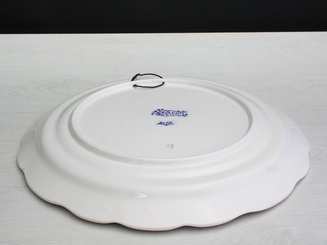 Delftware Blue Charger Plate - Belgium Vintage Pottery | Wall Decor Plate | Unique Cake Plate