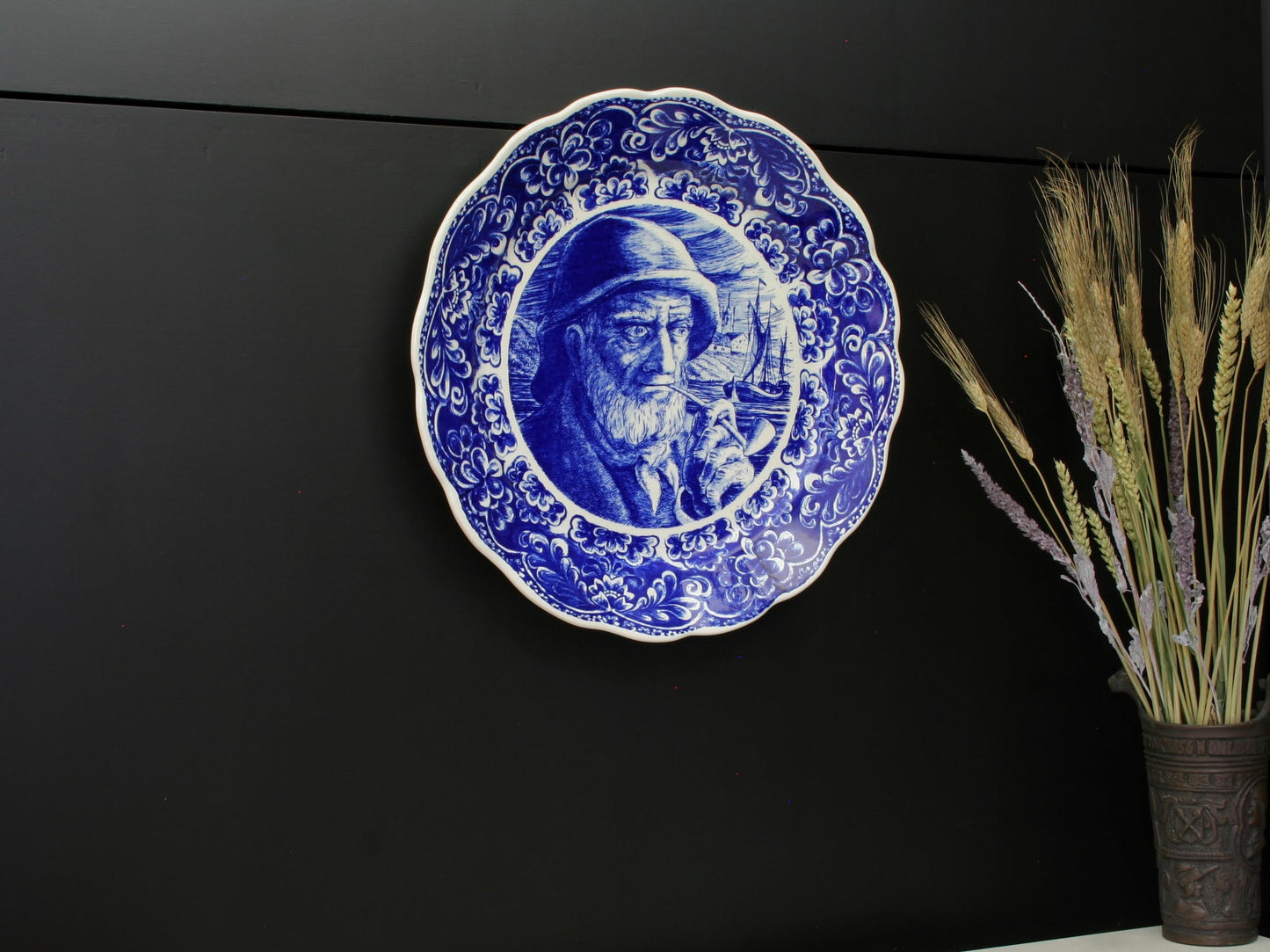 Delftware Blue Charger Plate - Belgium Vintage Pottery | Wall Decor Plate | Unique Cake Plate
