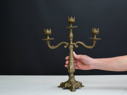 Brass Candelabra , Candle Stick Holder | French Decor ,Brass Candle Holder | Vintage Home Decor , Church Candle Holder