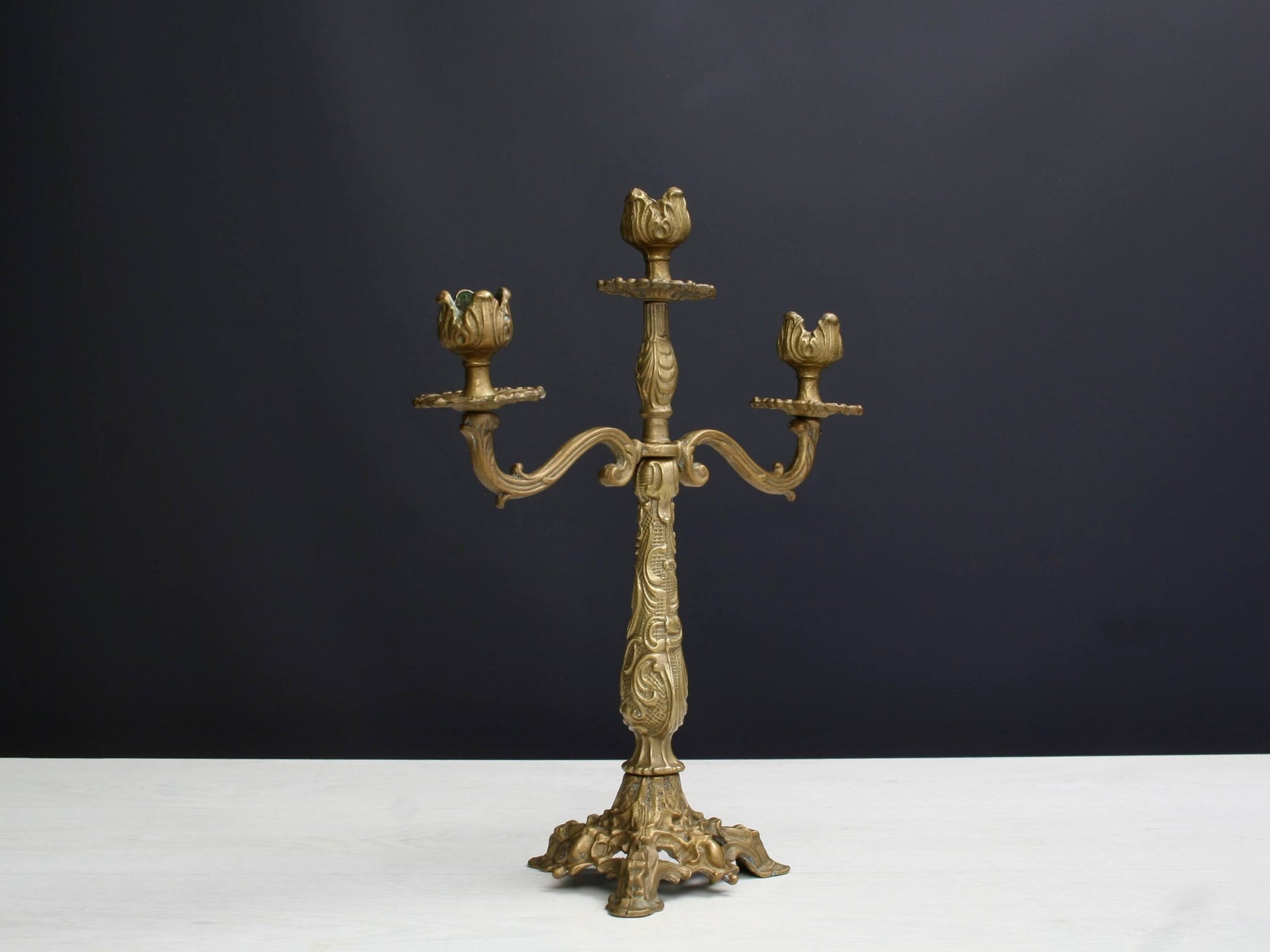 Brass Candelabra , Candle Stick Holder | French Decor ,Brass Candle Holder | Vintage Home Decor , Church Candle Holder