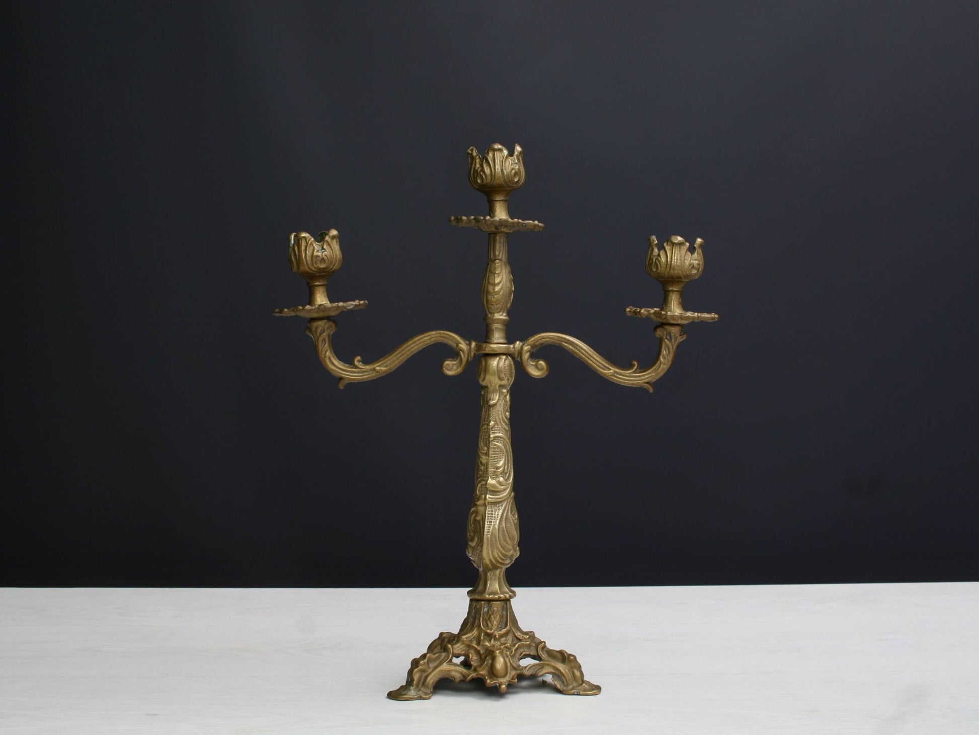 Brass Candelabra , Candle Stick Holder | French Decor ,Brass Candle Holder | Vintage Home Decor , Church Candle Holder