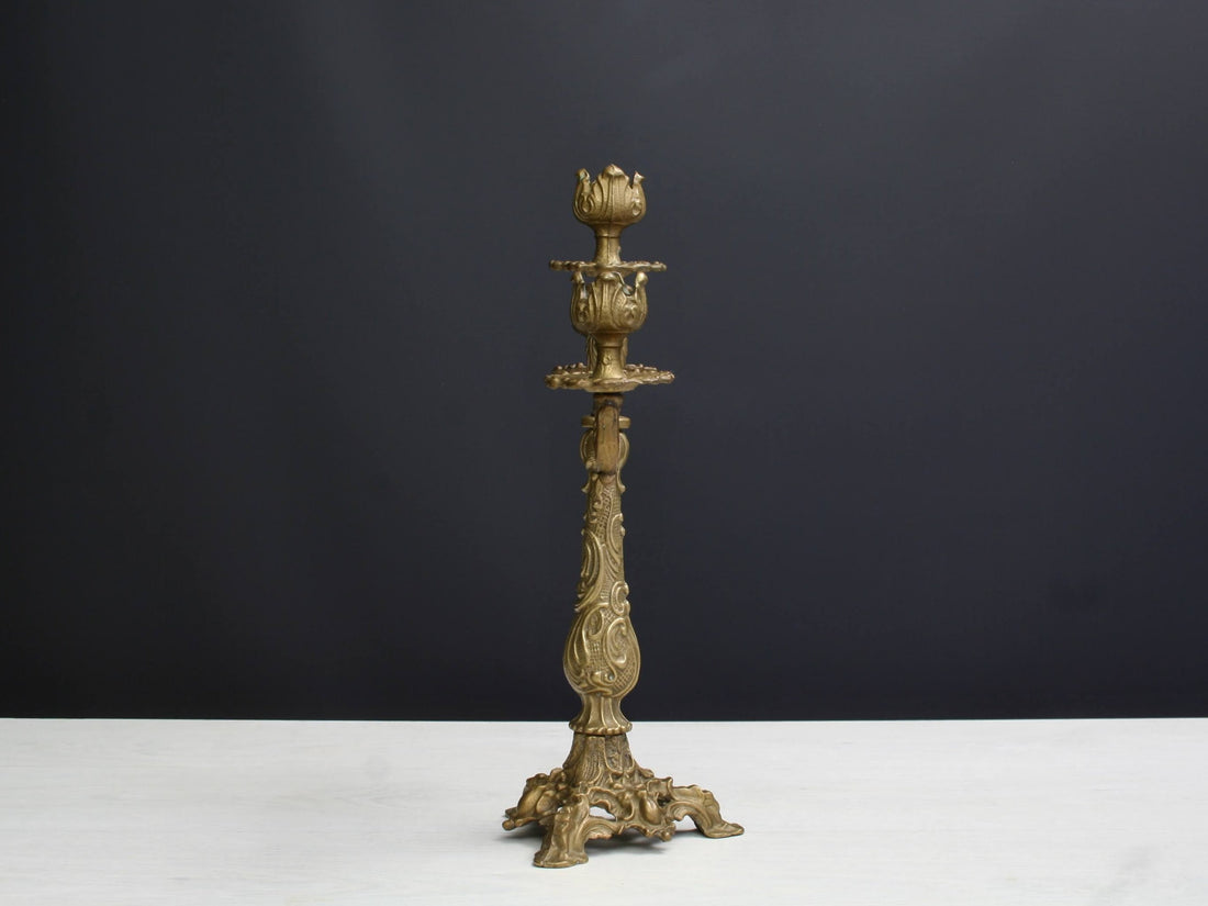 Brass Candelabra , Candle Stick Holder | French Decor ,Brass Candle Holder | Vintage Home Decor , Church Candle Holder