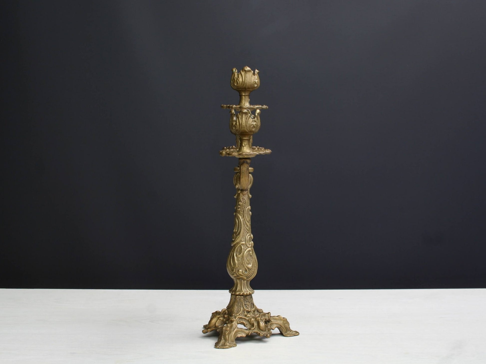 Brass Candelabra , Candle Stick Holder | French Decor ,Brass Candle Holder | Vintage Home Decor , Church Candle Holder