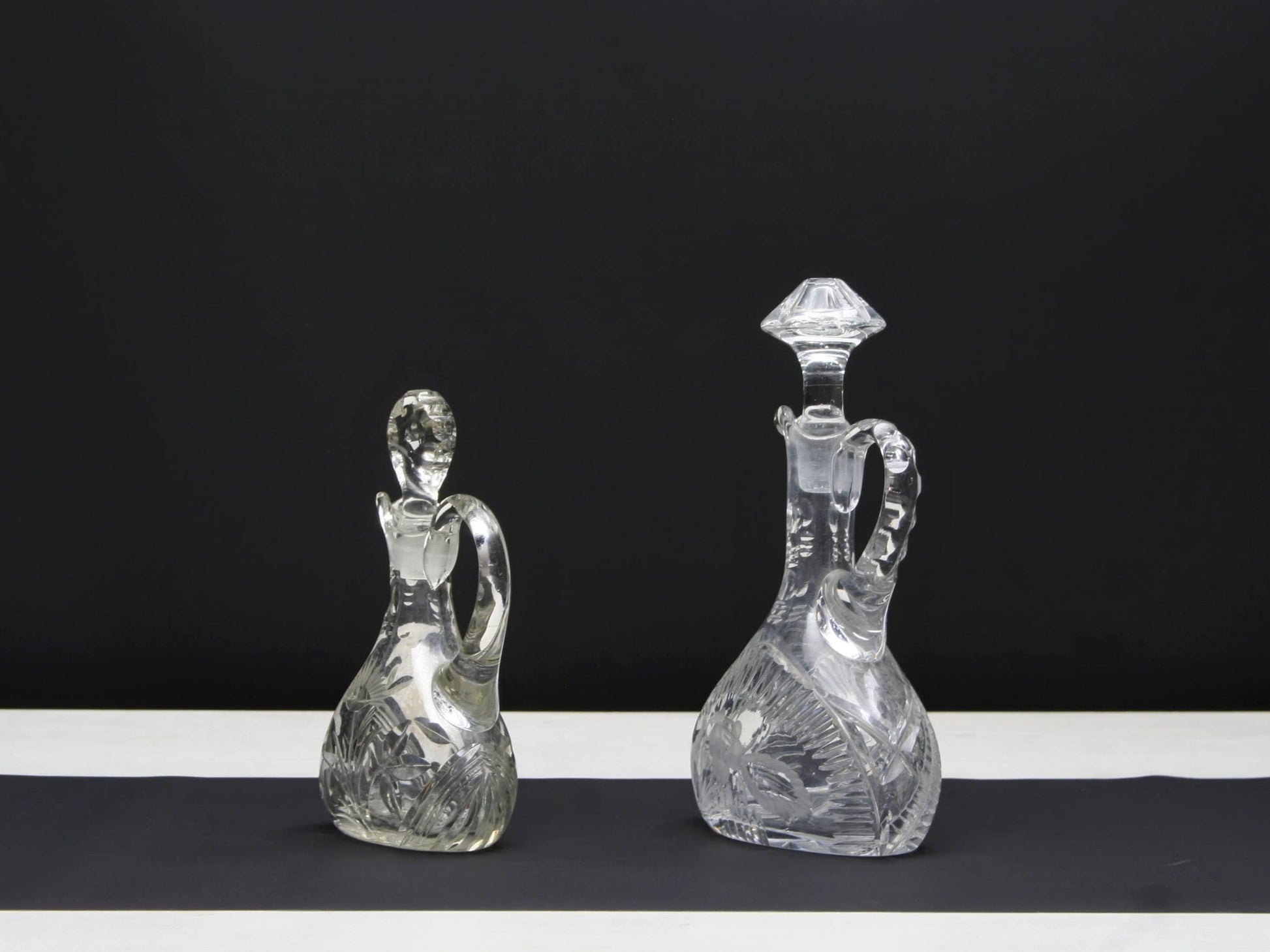 Unique Crystal Decanter Set | Oil Dispenser Cruet  | Kitchen Decor Collectibles  | Vintage Tableware