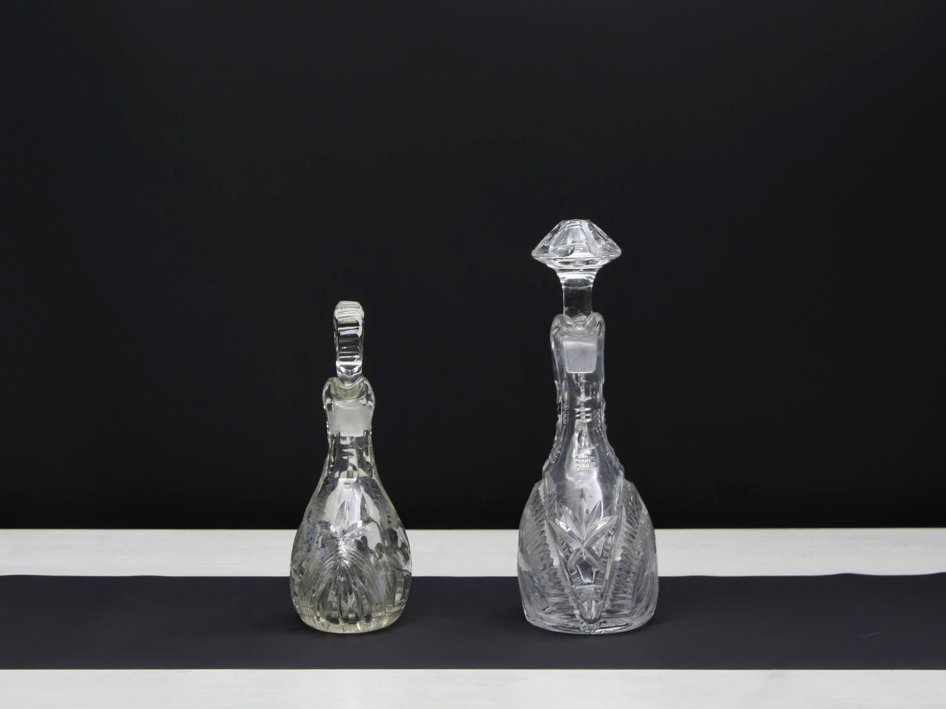 Unique Crystal Decanter Set | Oil Dispenser Cruet  | Kitchen Decor Collectibles  | Vintage Tableware