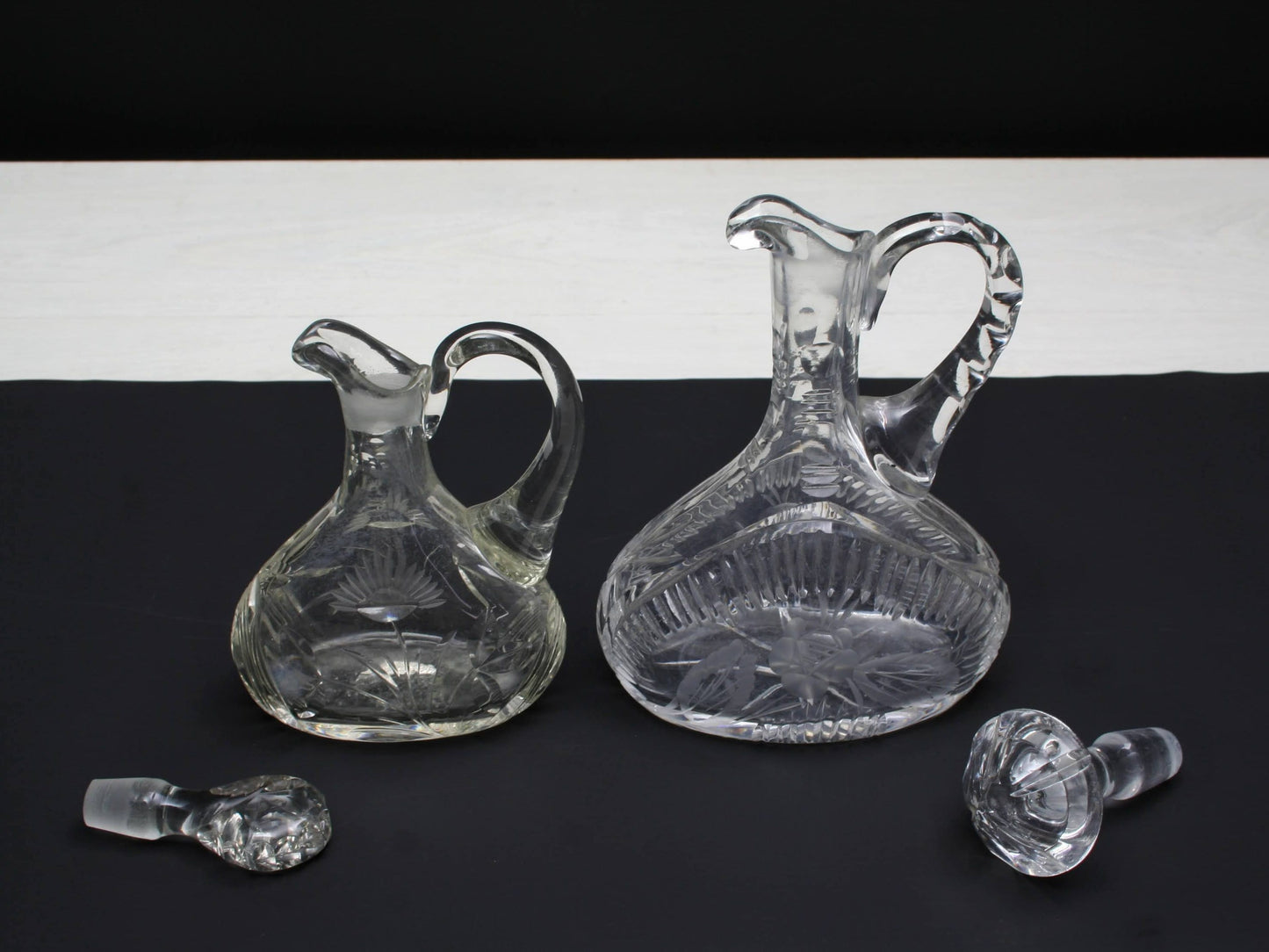 Unique Crystal Decanter Set | Oil Dispenser Cruet  | Kitchen Decor Collectibles  | Vintage Tableware