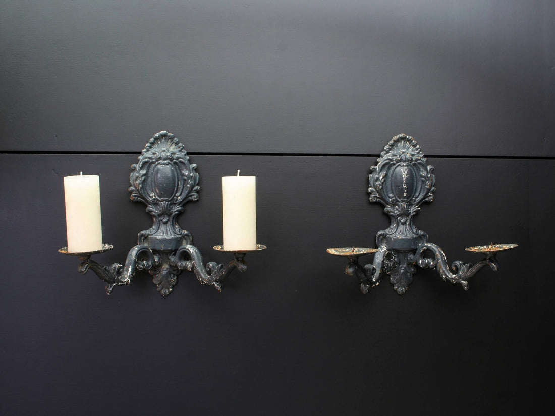 Iron Candle Wall Sconce - set of 2 | Vintage Decor Wall Candle Holders | Metal Candle Holder Deals & Unique Gifts