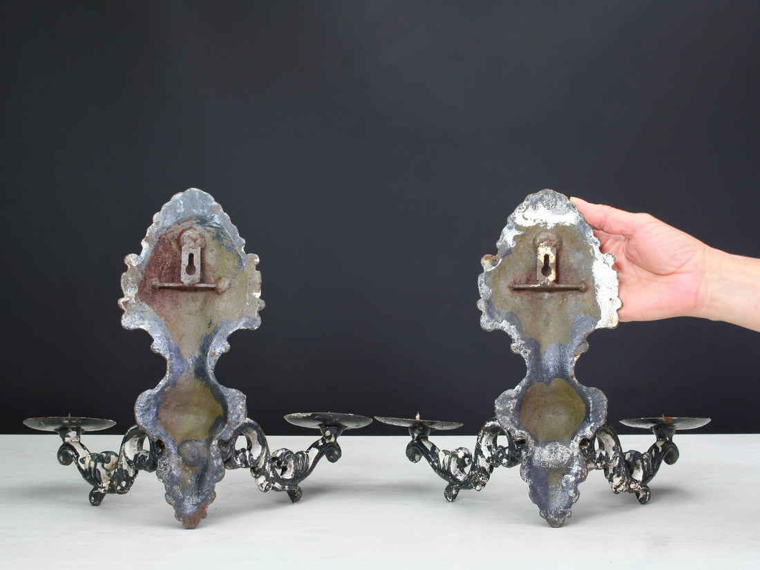 Iron Candle Wall Sconce - set of 2 | Vintage Decor Wall Candle Holders | Metal Candle Holder Deals & Unique Gifts