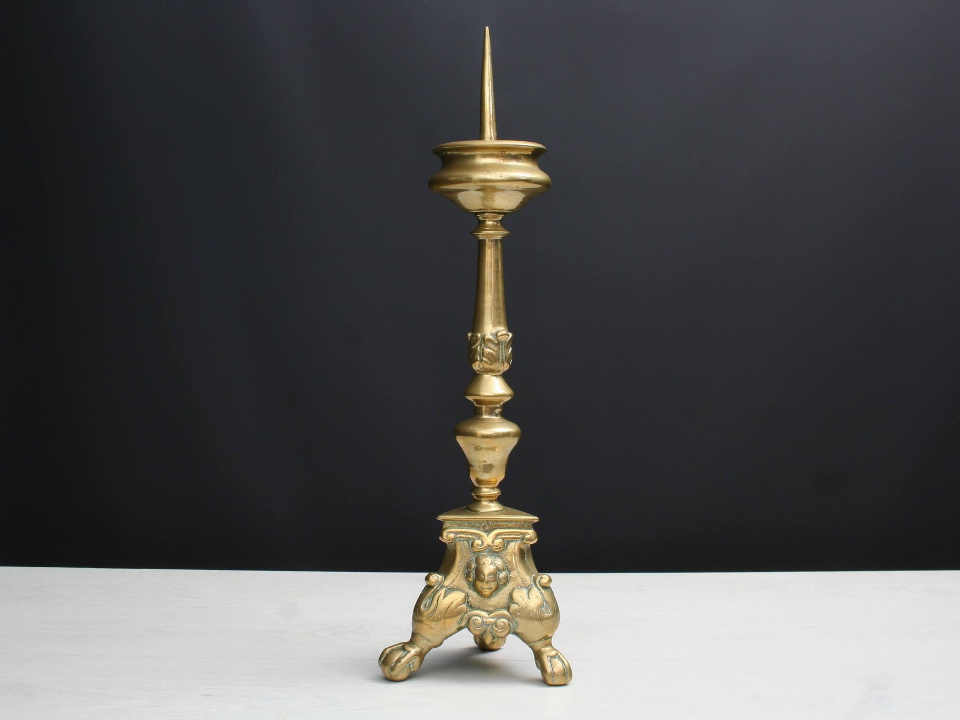 Pillar Candle Holder , Home Decor | Brass Candle Holder , French Decor, Church Decorations | Fireplace Decor