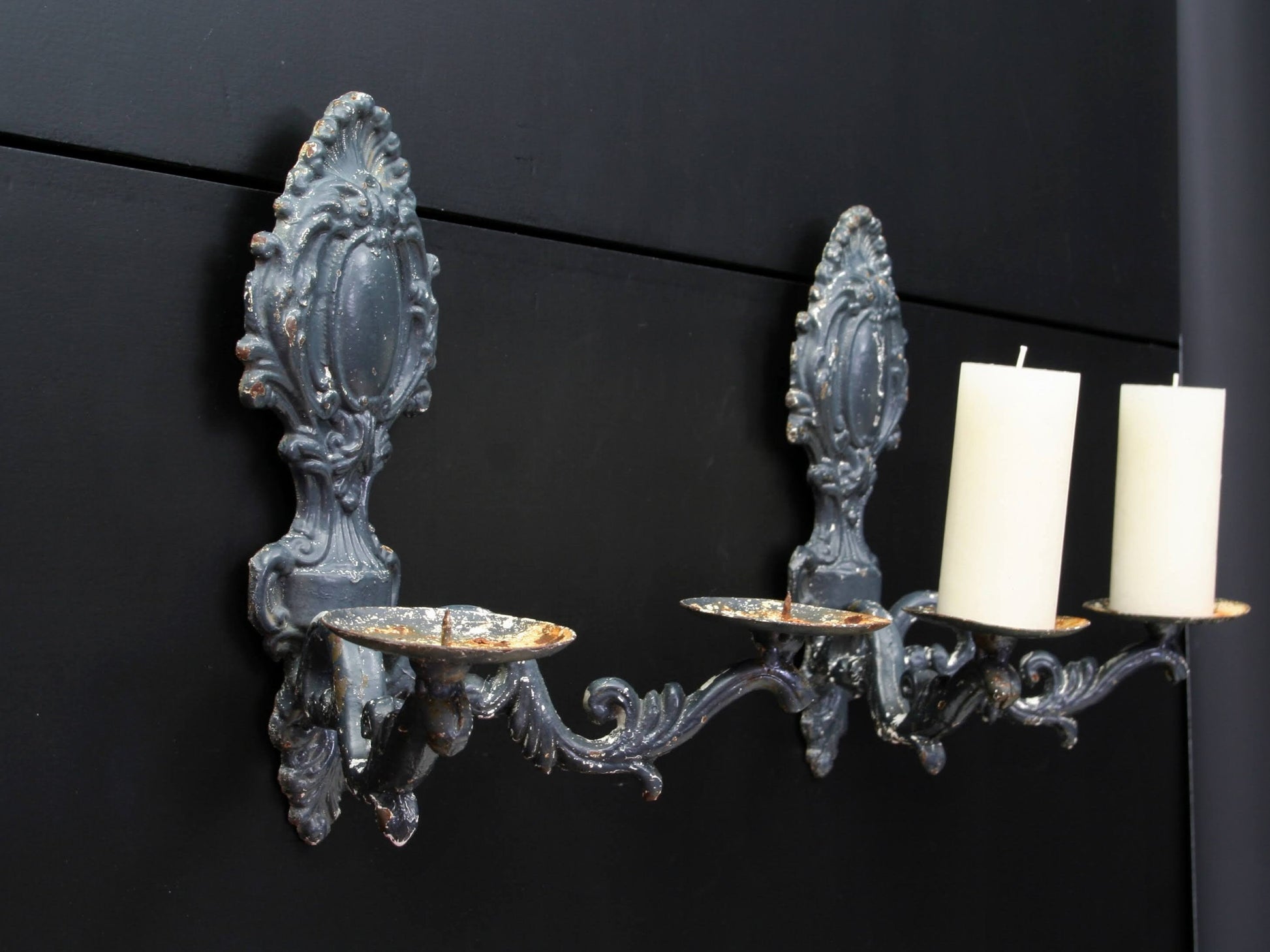 Iron Candle Wall Sconce - set of 2 | Vintage Decor Wall Candle Holders | Metal Candle Holder Deals & Unique Gifts