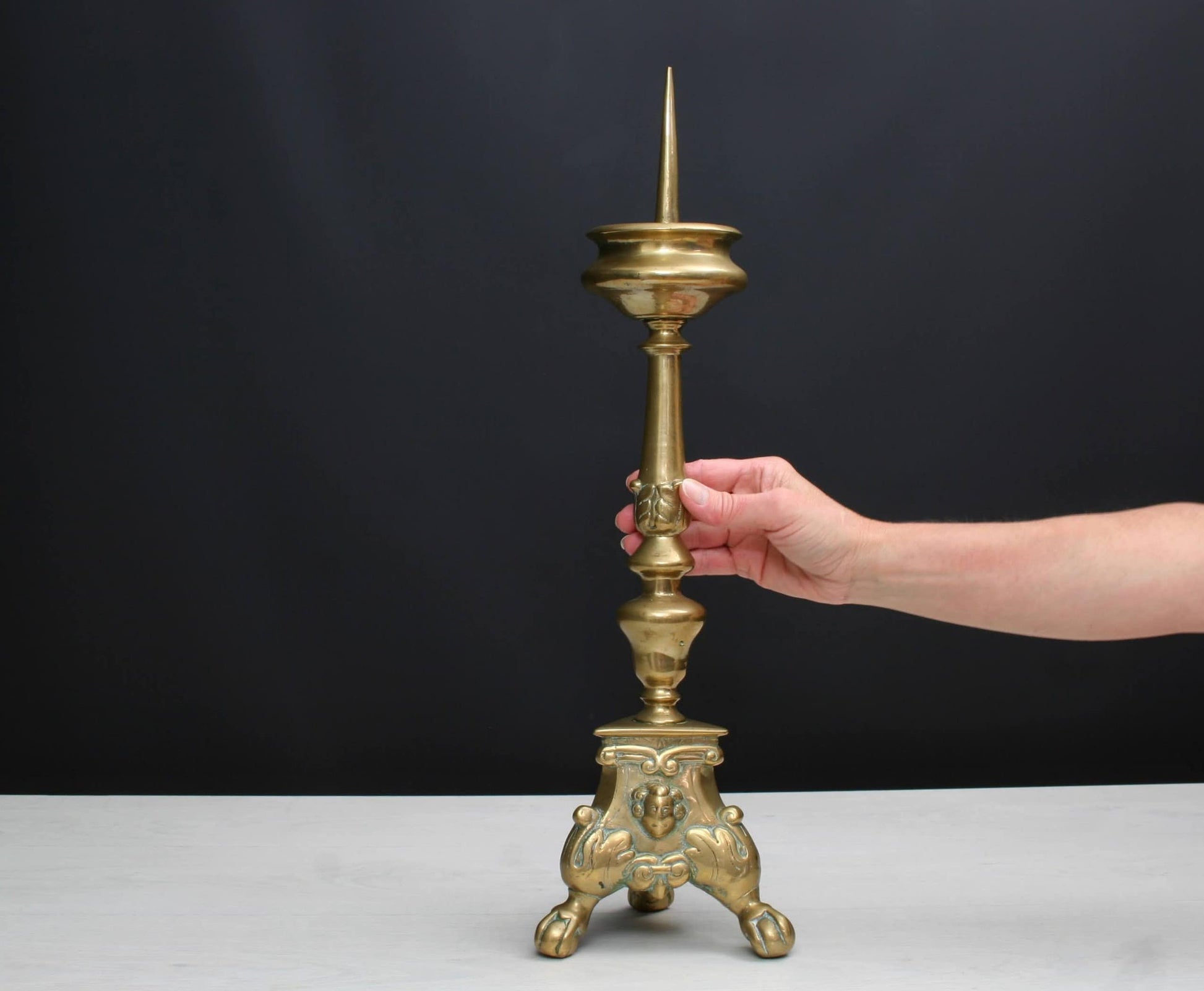 Pillar Candle Holder , Home Decor | Brass Candle Holder , French Decor, Church Decorations | Fireplace Decor