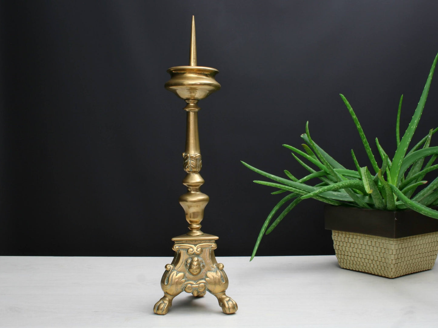 Pillar Candle Holder , Home Decor | Brass Candle Holder , French Decor, Church Decorations | Fireplace Decor