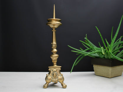 Pillar Candle Holder , Home Decor | Brass Candle Holder , French Decor, Church Decorations | Fireplace Decor