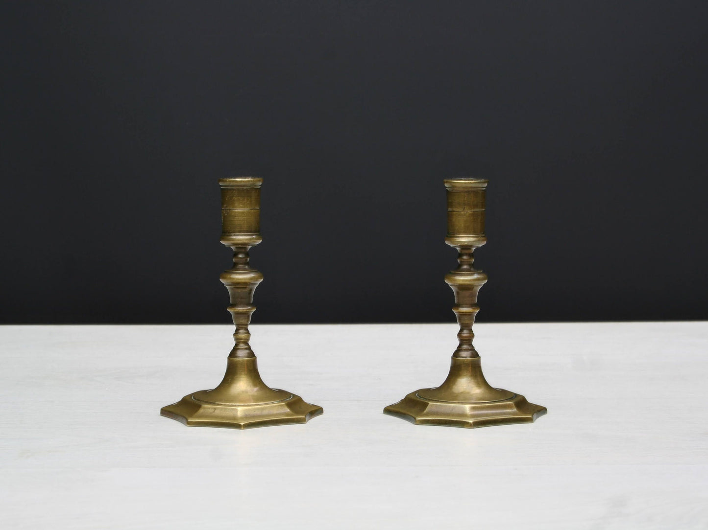 Pair of Brass Candle Holders | Mantel Decor Candle Stick Holder | Table Decor Candle Holder Set