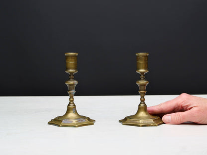 Pair of Brass Candle Holders | Mantel Decor Candle Stick Holder | Table Decor Candle Holder Set