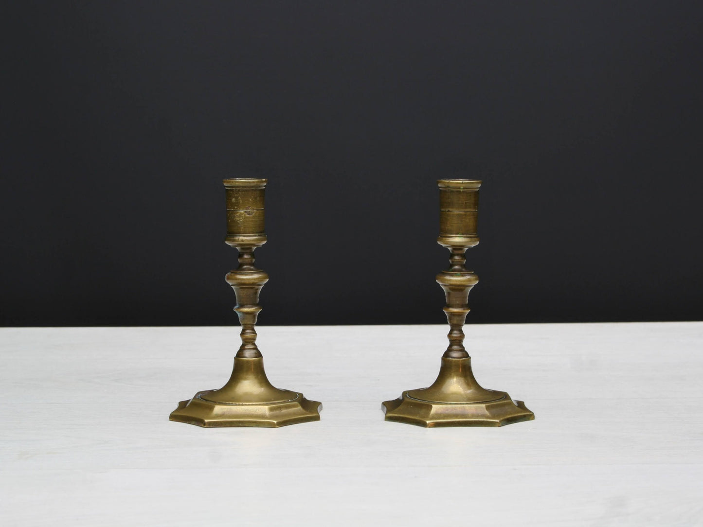 Pair of Brass Candle Holders | Mantel Decor Candle Stick Holder | Table Decor Candle Holder Set